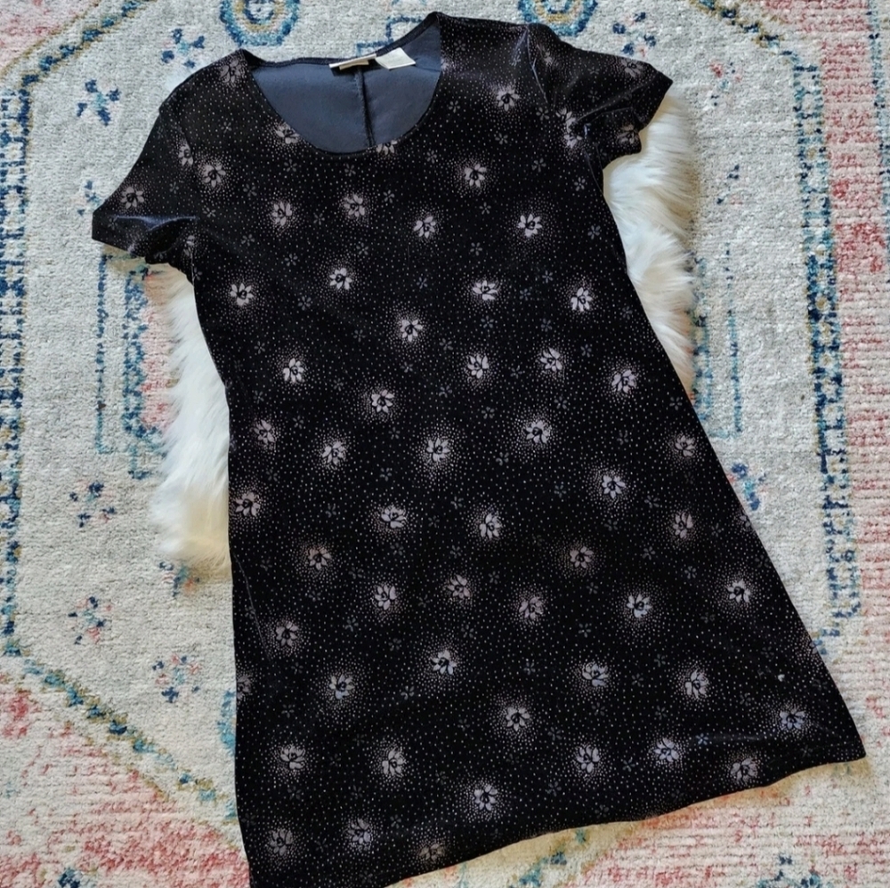 Vintage Velvet Black and Silver Dress
